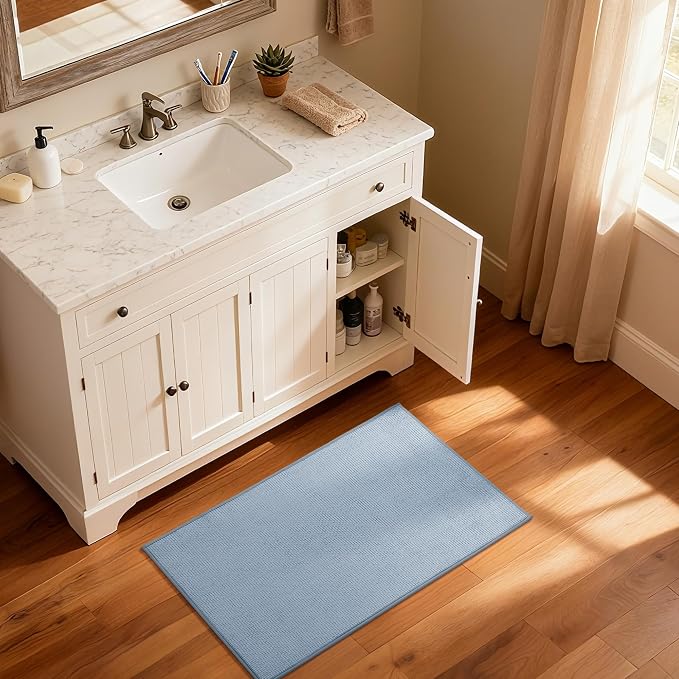 GRANNY SAYS Blue Bathroom Rugs, Soft Chenille Bathroom Mat, Absorbent Bath Mats - Image 9