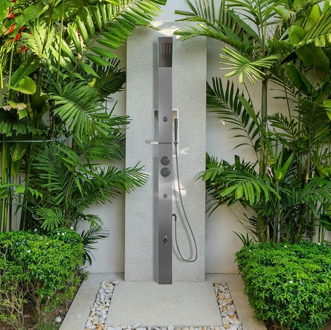 RENO 316 Marine Grade Brushed Stainless Steel Massage Outdoor Shower Panel - Image 5