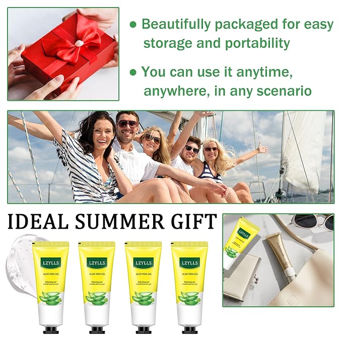 Aloe Vera Gel for Sunburn Relief, Hydrating Travel Size Aloe Vera Gel for Face - Image 7