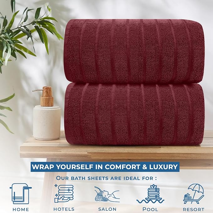 DAN RIVER Pack of 2 Bath Sheet 35x70 Inches, Ribbed Jumbo Bath Towels, Soft and - Image 5
