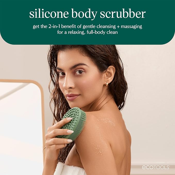 EcoTools Dry Body Brush for Circulation, Dead Skin Removal + Sage Green - Image 4