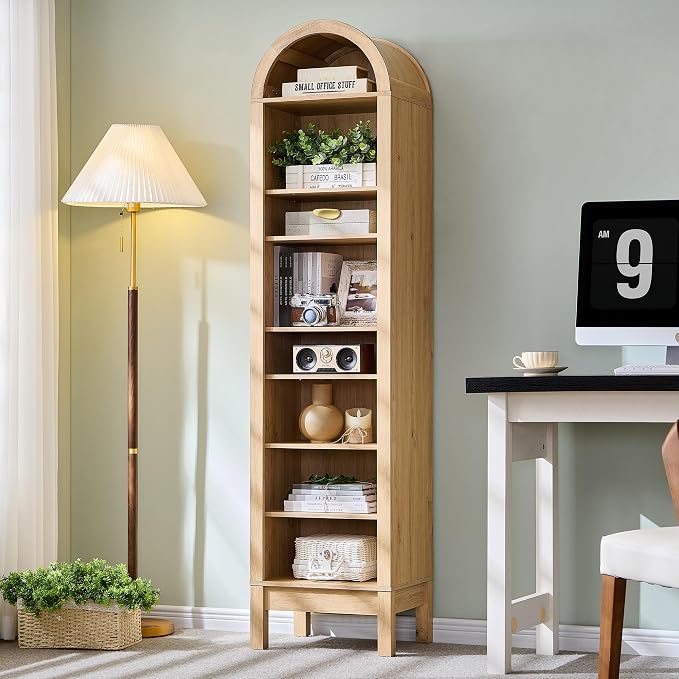 71" Tall Arched Bathroom Storage Cabinet, 8-Tier Modern Farmhouse Storage - Image 5