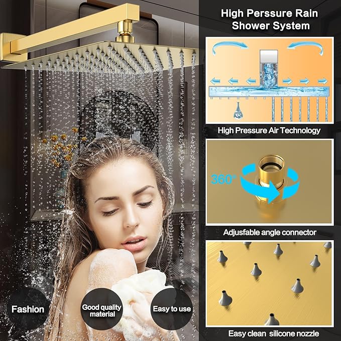 Rain Shower System 12 inch Shower Faucet Set - Image 5
