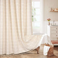 MitoVilla Cream Boho Extra Long Shower Curtain 72 x 84, Modern Farmhouse 84 by MitoVilla