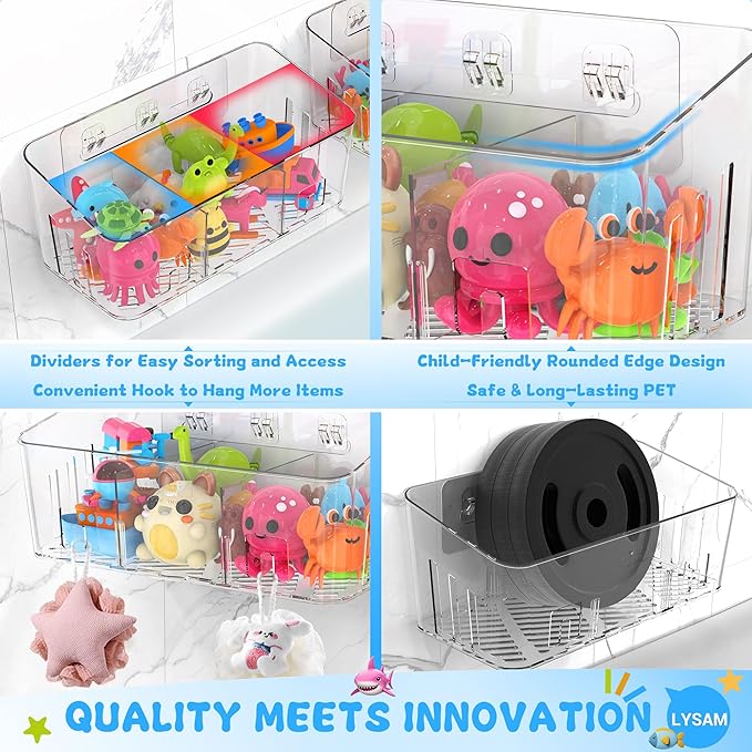 Lysam Bath Toy Storage 2 Packs, Large Bath Toy Holder - Image 5