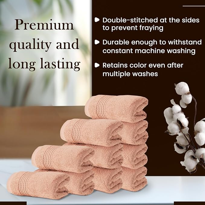 HALLEY Turkish Cotton Towels Washcloths Super Soft Highly Absorbent 100% Cotton - Image 5