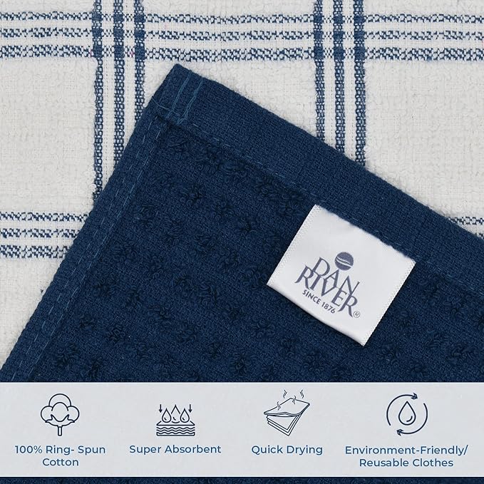 DAN RIVER Premium Dish Cloth 100% Cotton 12 X 12 Inches |Pack of 8|-Ultra Soft - Image 4