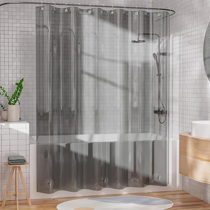 AmazerBath Shower Curtain Liner, 100% EVA Luxury Soft Clear Grey Heavy Duty - Image 8
