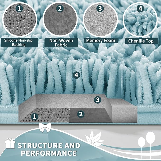 Yimobra Toilet Rugs U Shaped Washable, Extra Thick Soft Absorbent Chenille - Image 6