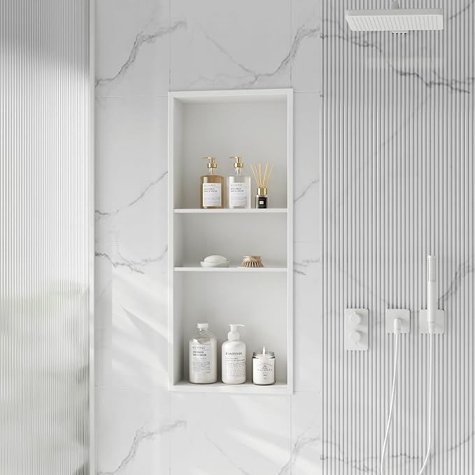 Neodrain 12X30 in Shower Niche, 3 Layers White Wall Niche Tile Ready NO Tile - Image 4