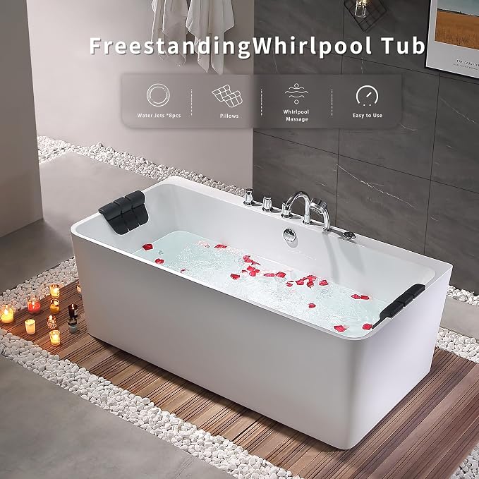 Empava 67 inch Whirlpool Bathtub, Acrylic Freestanding Tub Hydromassage - Image 3