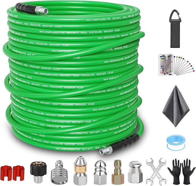 Sewer Jetter Kit for Pressure Washer 150FT – 5800PSI High-Pressure Drain Cleaner by ClearRush