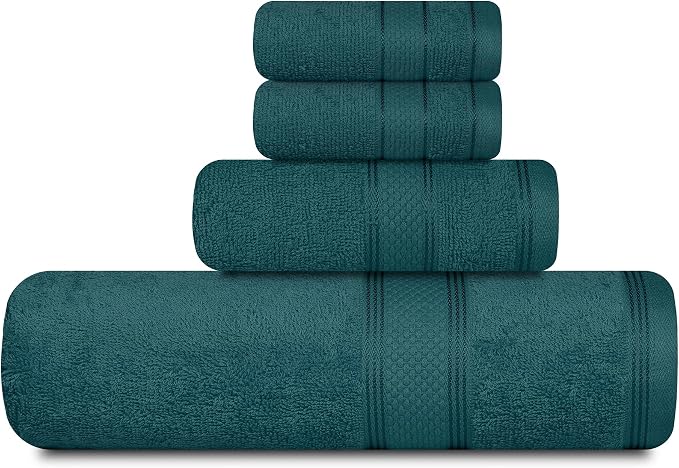 Casa Lino 4 Piece Bath Towel Set | 1 Bath Towel, 2 Wash Cloth, 1 Hand Towels | - Image 2