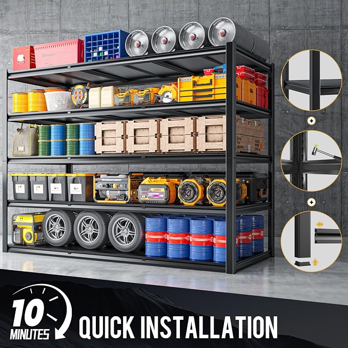 72.2" H Garage Shelving 3000LBS Metal Shelving Unit Adjustable Garage Storage - Image 8