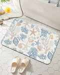 Seashells Starfish Bath Mat, Bathroom Rugs, Absorbent Bath Rug Floor Rug Carpet by Elightvap