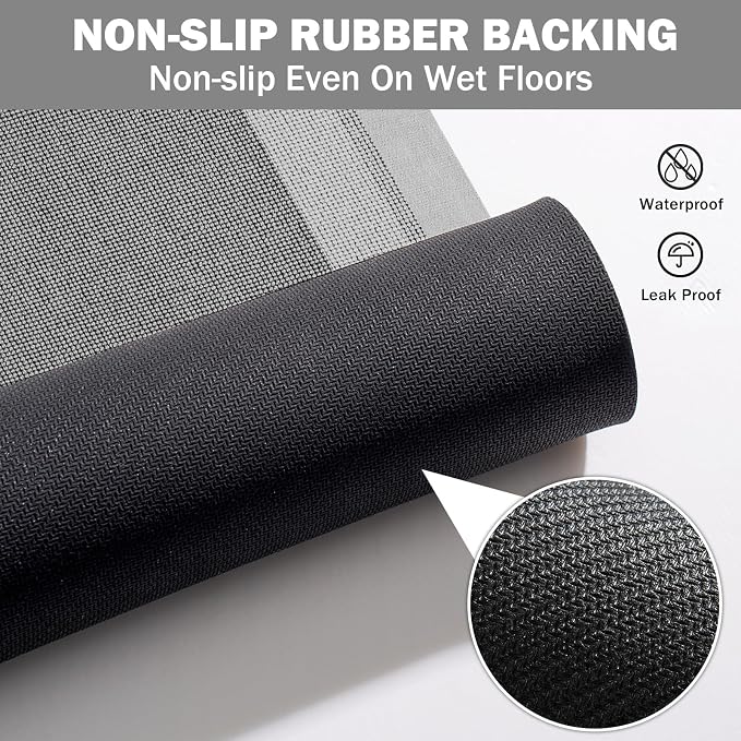 Extra Long Non Slip Bathroom Runner Bath Mat, Rubber Backing Ultra Thin Bath - Image 4