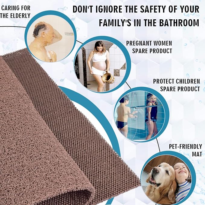 godehone Shower Mats Non Slip Without Suction Cups, PVC Loofah Bathroom Mats - Image 3