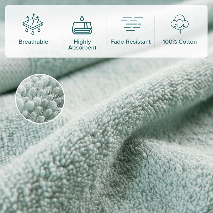 Comfort Spaces Turkish Bath Towel Set of 4 Piece 27x54 Medium 100% Cotton - Image 4