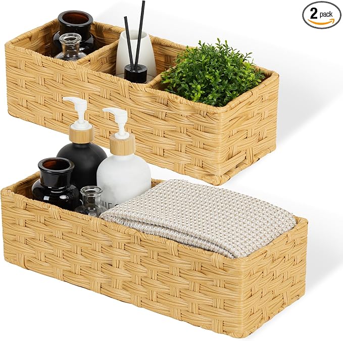 DULLEMELO Toilet Basket for Decor, Small Wicker Baskets for Storage Back of by DULLEMELO