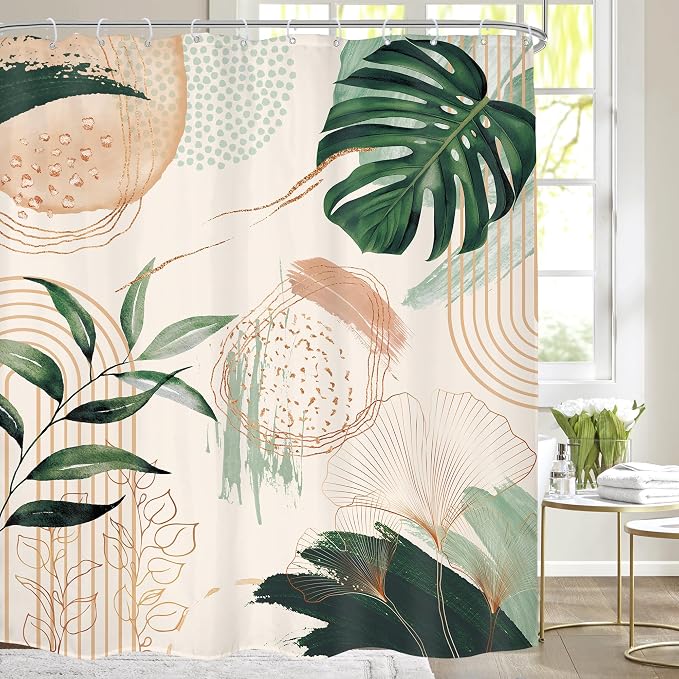 Boho Shower Curtain 72Wx84H Extra Long Bohemian Modern Mid Century Abstract by MitpokBrand