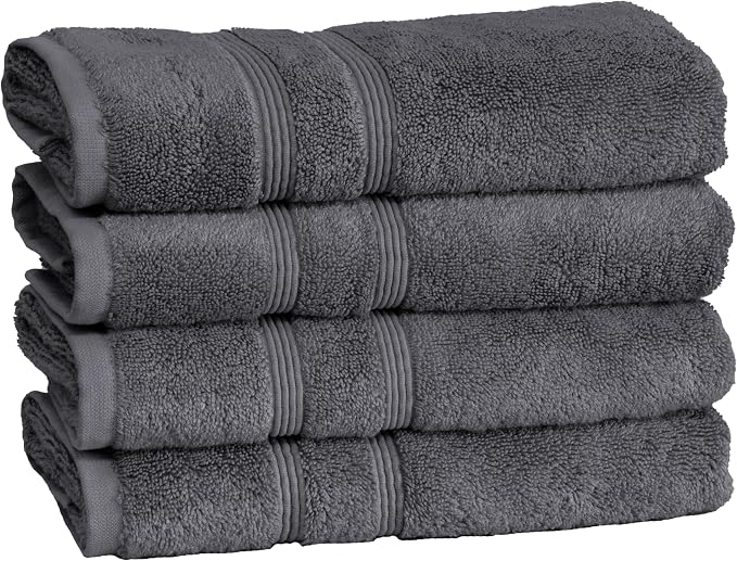 Mosobam Luxury Turkish Set of 4 Hand Towels 16X30 Charcoal Gray 700 GSM Bamboo by Mosobam