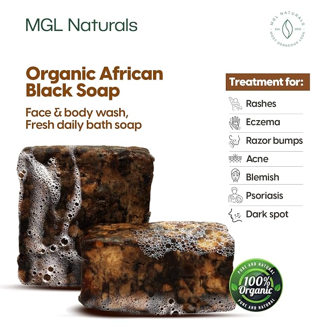 MGL Naturals Raw African Black Soap 5 lb bulk handmade from Ghana, Africa | - Image 2