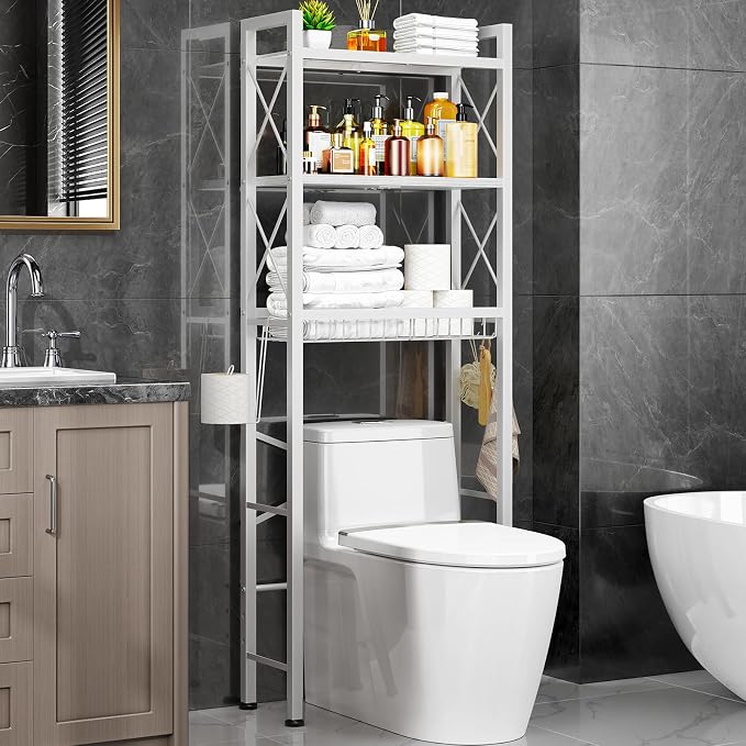 Over The Toilet Storage with X Shape Side Guardrail, 3-Tier Over Toilet Storage by Kalrin