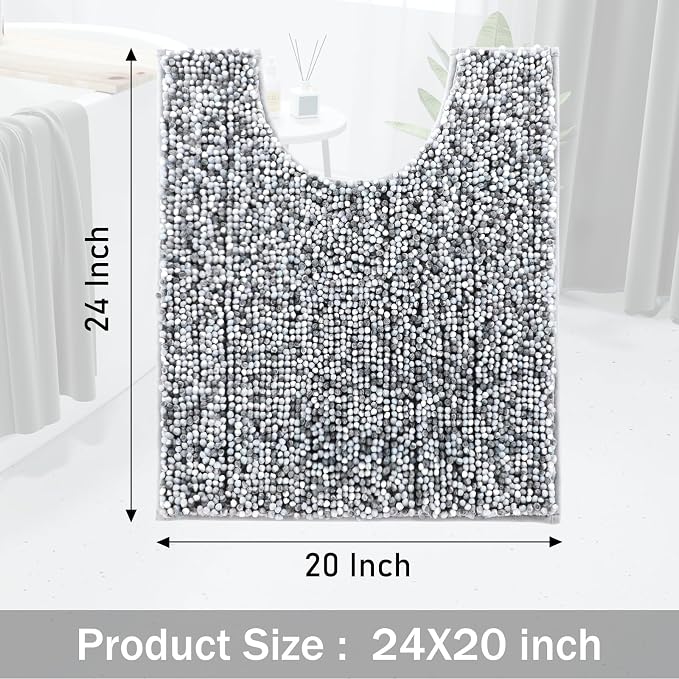Yimobra Luxury Chenille U-Shaped Toilet Rug, Super Soft Shaggy Contour Bath Mat - Image 2