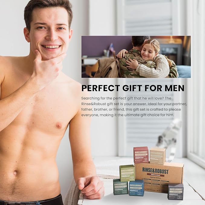 Rinse & Robust Mens Natural Bar Soap 6Pcs Handmade Cleansing Soap Bar Set - Image 6