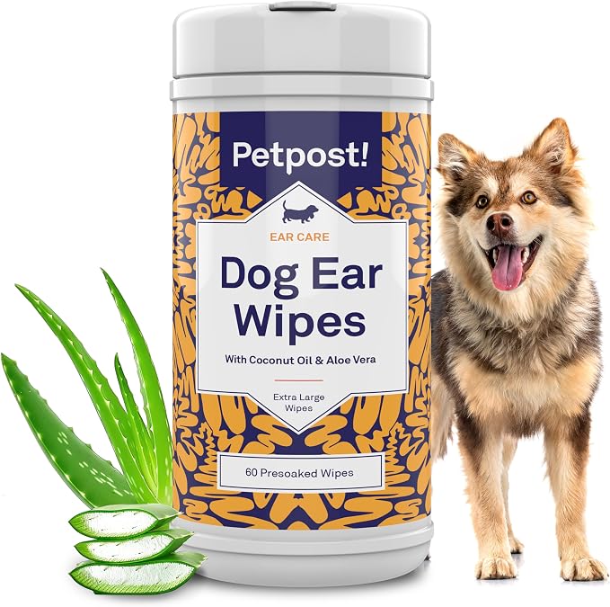 Petpost Large Dog Ear Cleaner Wipes | Ultra Soft XL Cotton Pads in Coconut Oil by Petpost