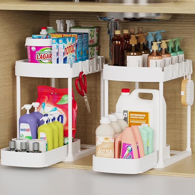 2 Pack Multi-Purpose Pull-Out Storage Organizers, Under Sink & Cabinet Storage by ukeetap