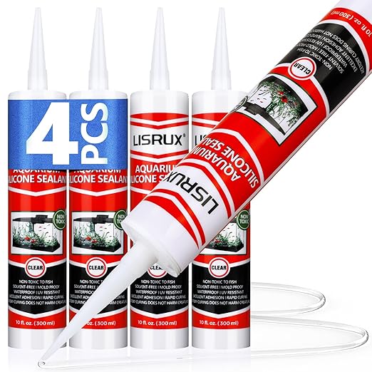 4 Pack Aquarium Silicone Clear Sealant, High Elasticity, Safe by Unknown