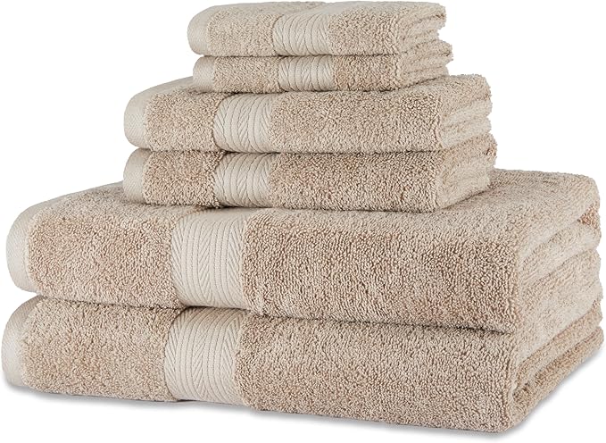 Amazon Basics Fade Resistant Bath, Hand and Washcloth Towel Set, 100% Cotton by AmazonBasics