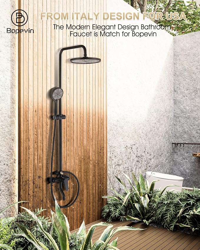 Outdoor Shower, 3 Functions Outdoor Shower Fixture SUS304 Stainless Steel Rain - Image 2