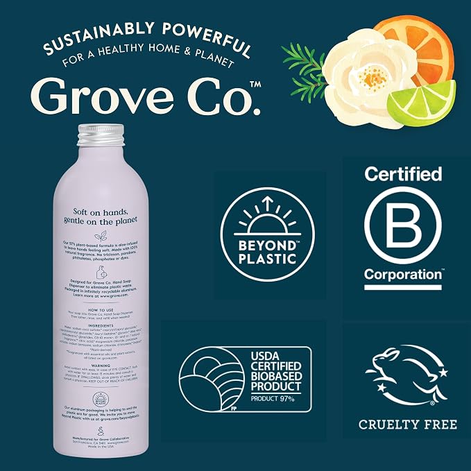Grove Co. Hydrating Gel Hand Soap Refills + 1 x Reusable Glass Soap Dispenser - Image 9