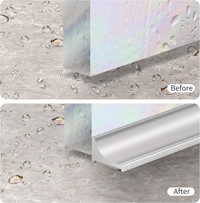 67Inch Shower Threshold Water Dam, Self-Adhesive Silicone Shower Barrier Water - Image 5