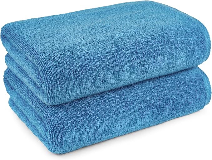 Amazon Basics 2 Piece Quick-Dry Oversize Bath Towel, 100% Cotton, Lake Blue - Image 7