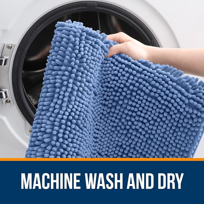 OLANLY Bathroom Rugs 24x16, Extra Soft Absorbent Chenille Bath Rugs, Rubber - Image 6