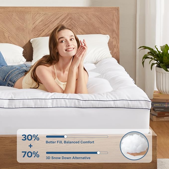 BEDLORE King Mattress Topper, Thick Pillow Top Pad - Image 2