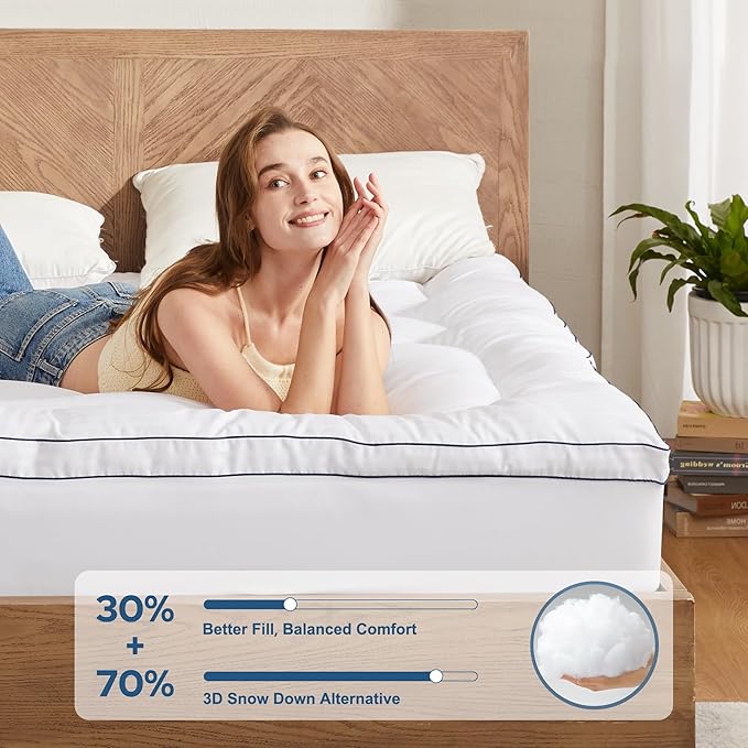 BEDLORE California King Mattress Topper, Thick Pillow Top Pad - Image 2