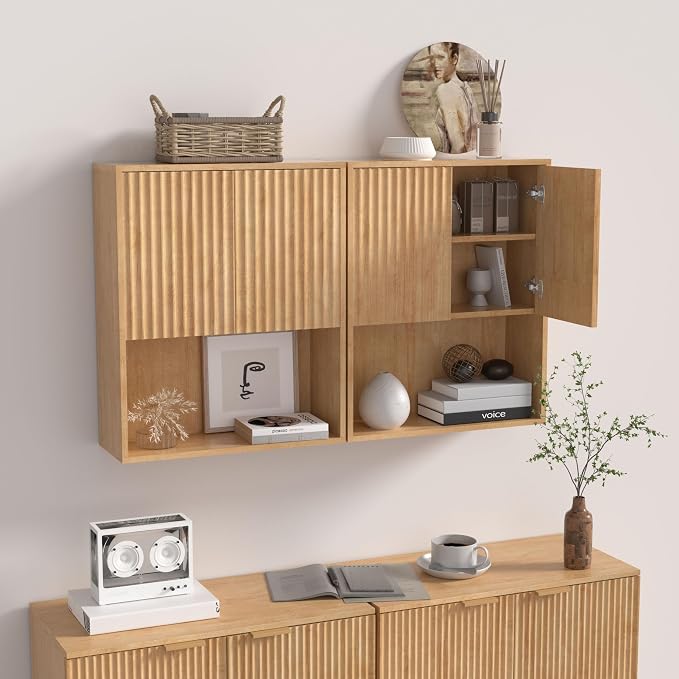 Fluted Bathroom Wall Cabinet Over The Toilet Storage, Wall Mounted Cabinet - Image 7