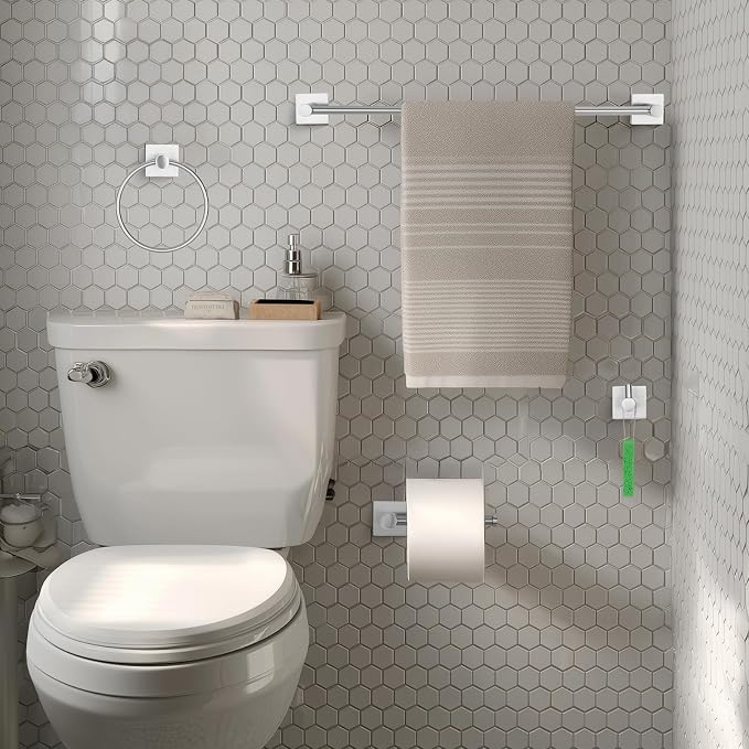 Bathroom Accessories Set Brushed Nickel Towel bar Set, 4 Piece Towel Rack Set - Image 3