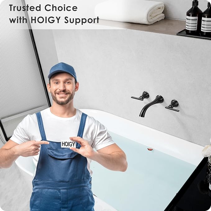 Oil Rubbed Bronze Wall Mount Tub Filler, High Flow Bath Tub Faucet 2 Handles - Image 9