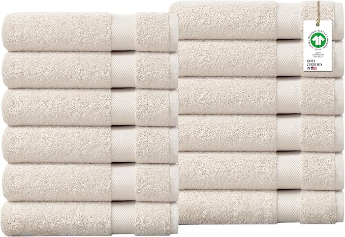 Delara 100% Organic Cotton Towels 650 GSM Plush Feather Touch Quick Dry Hand by Delara
