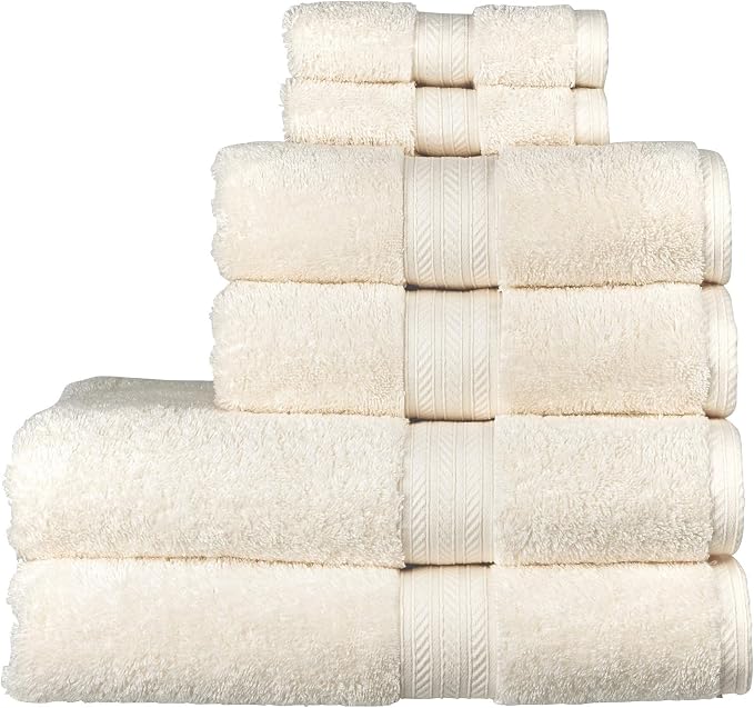 Christy Renaissance 6 Piece Towel Set | Parchment Off-White | 100% Egyptian by Christy