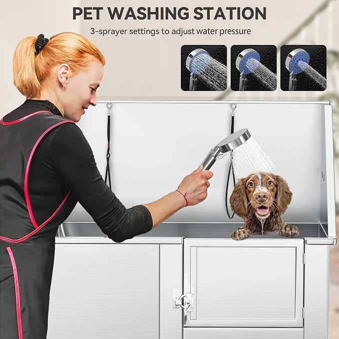 YITAHOME Professional Dog Bathtub 50in, Stainless Steel 304 Dog Bathing Station - Image 2