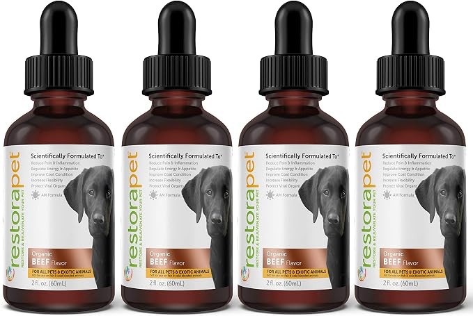 RestoraPet 4-Pack Dog & Cat Beef Liquid Multivitamin | Dog Arthritis Pain by RestoraPet