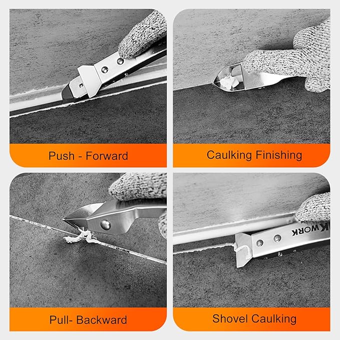 THINKWORK Caulking Tool Kit, 4 in 1 Caulk Remover Tool, Stainless Steel Caulk - Image 5
