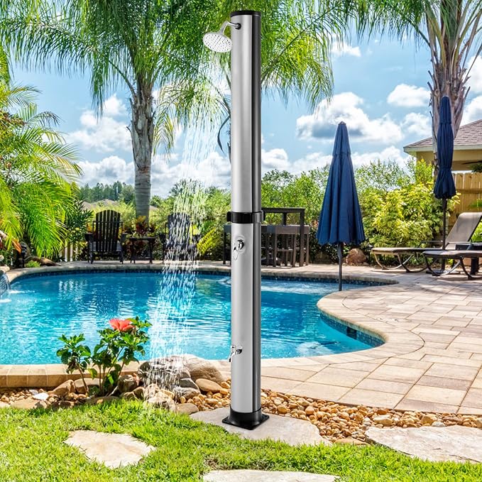 Giantex 7.2 FT 10 Gallon 2-Section Solar-Heated Outdoor Shower, Pool Shower - Image 2