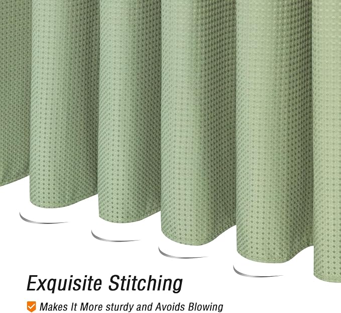 Gibelle Extra Long Shower Curtain 72 x 84, Tall Waffle Weave Textured Fabric - Image 5